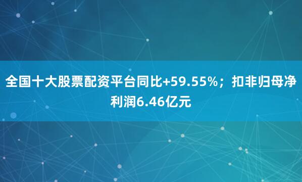 全国十大股票配资平台同比+59.55%；扣非归母净利润6.46亿元